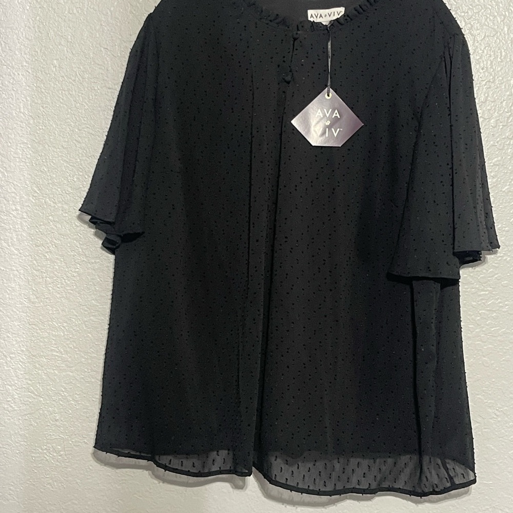 Ava & Viv Black Textured Blouse
